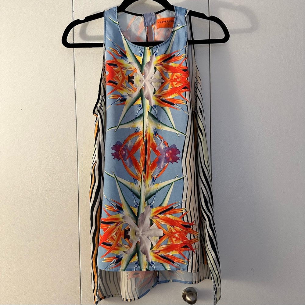 Clover Canyon Tropical color sleeveless tank top size large